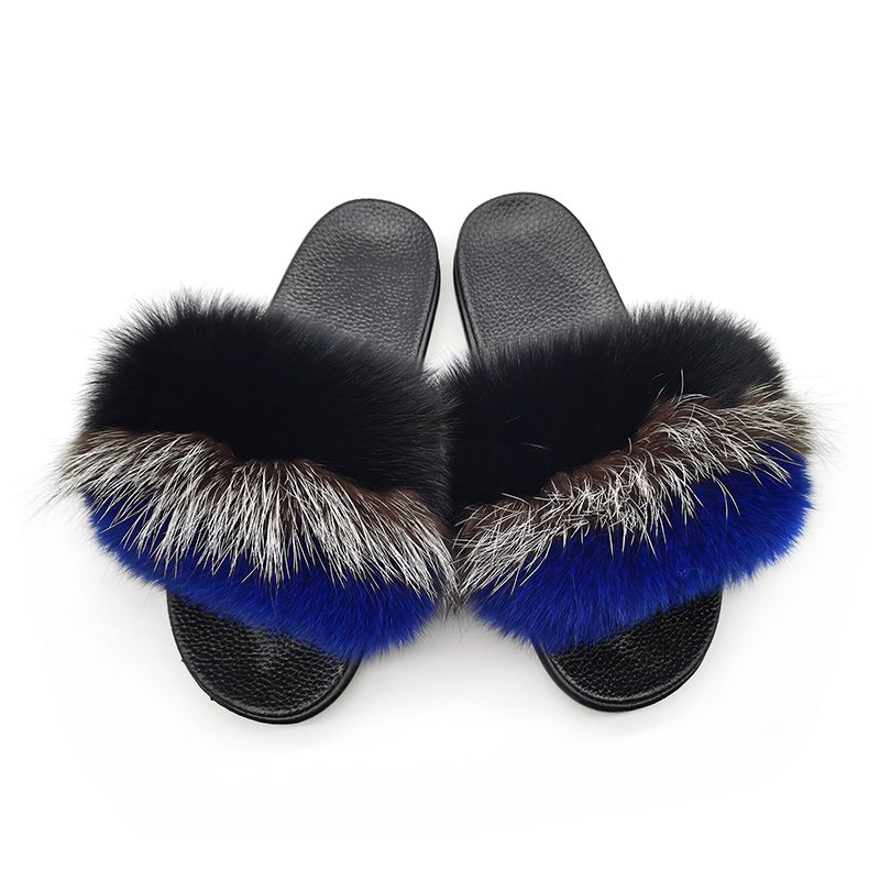 2024 platform flat soft removable fur slide slippers women