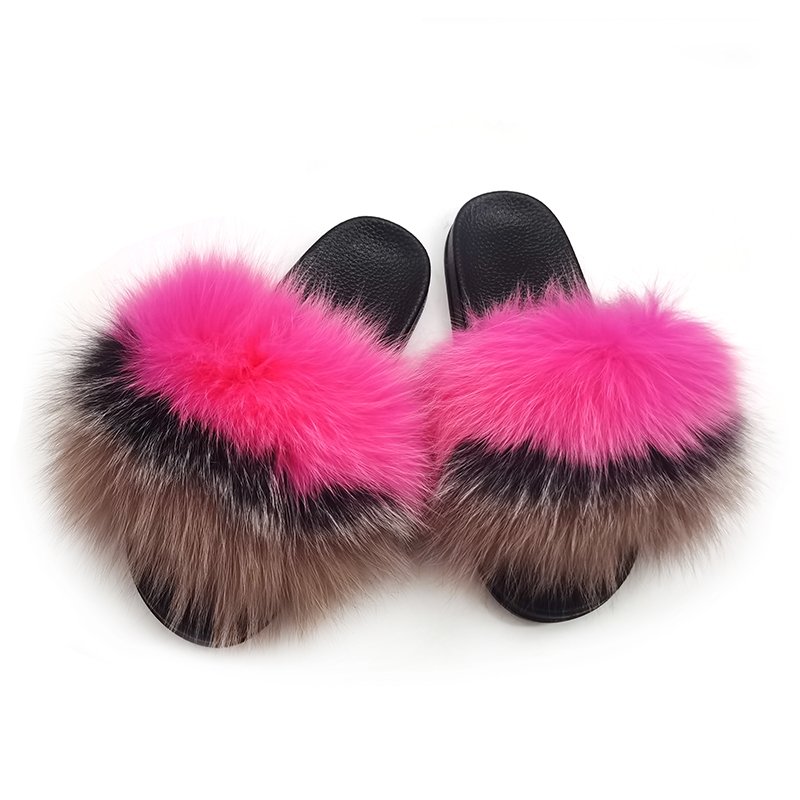 2024 platform flat soft removable fur slide slippers women