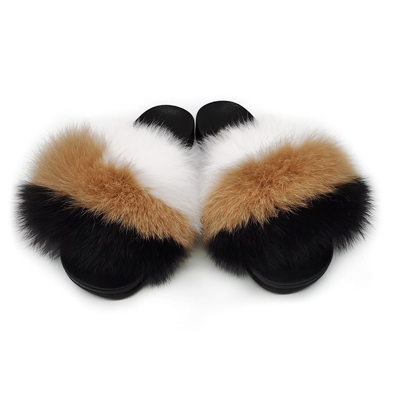 2024 platform flat soft removable fur slide slippers women