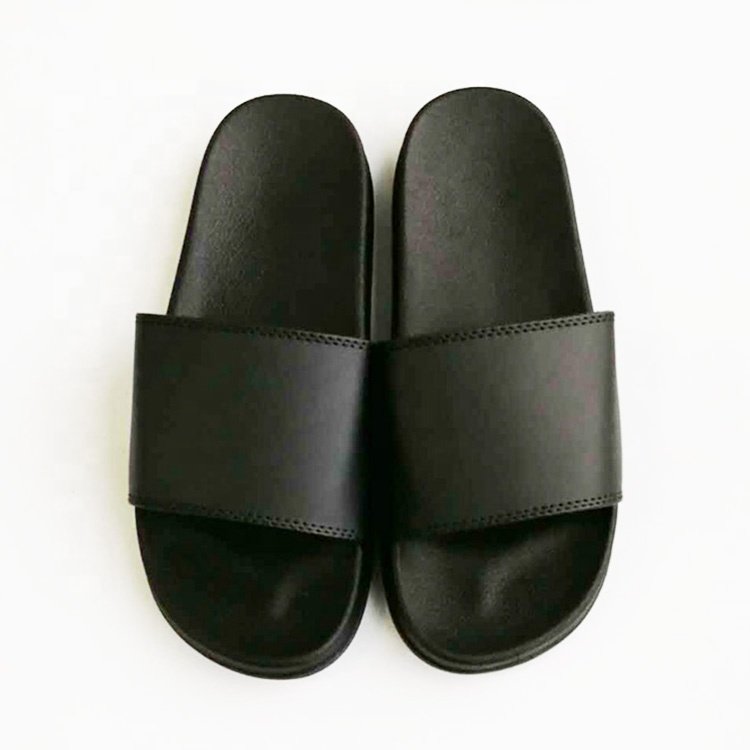 2022 New Arrival Summer Soft PU Stitched Strap Hot flat women sandals slide slippers men custom pvc slipper