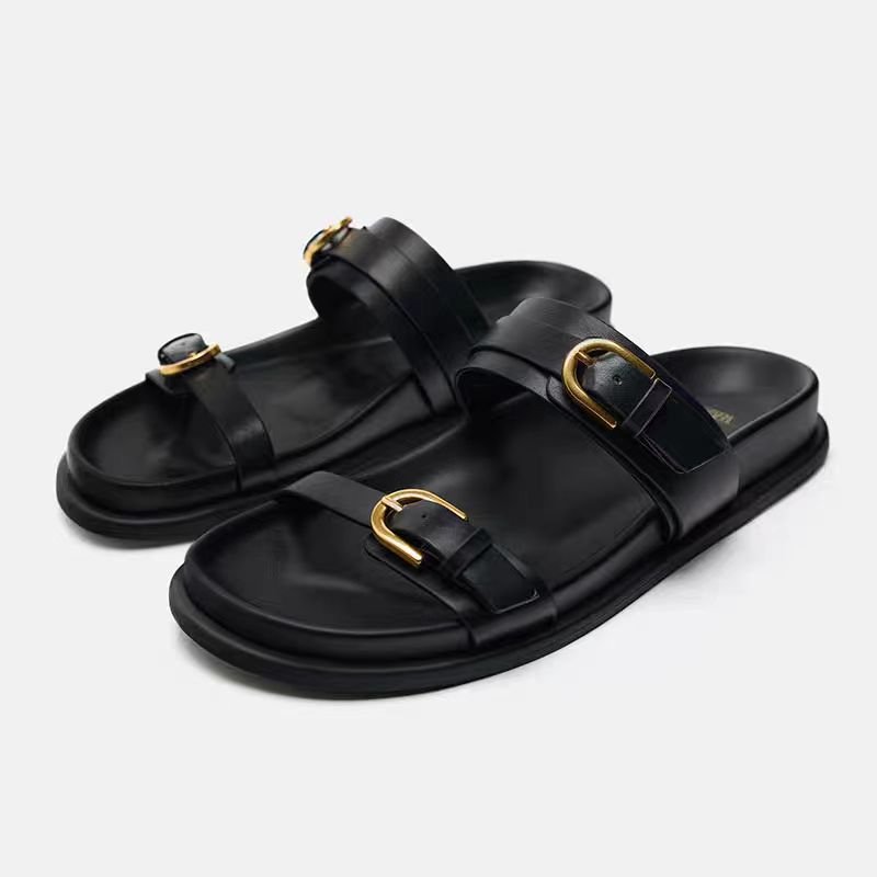 High Quality Ladies Flat Sandals Summer Beach Shoes Female Fashion Leather Sandals Slippers Outdoor Women Slides Slippers