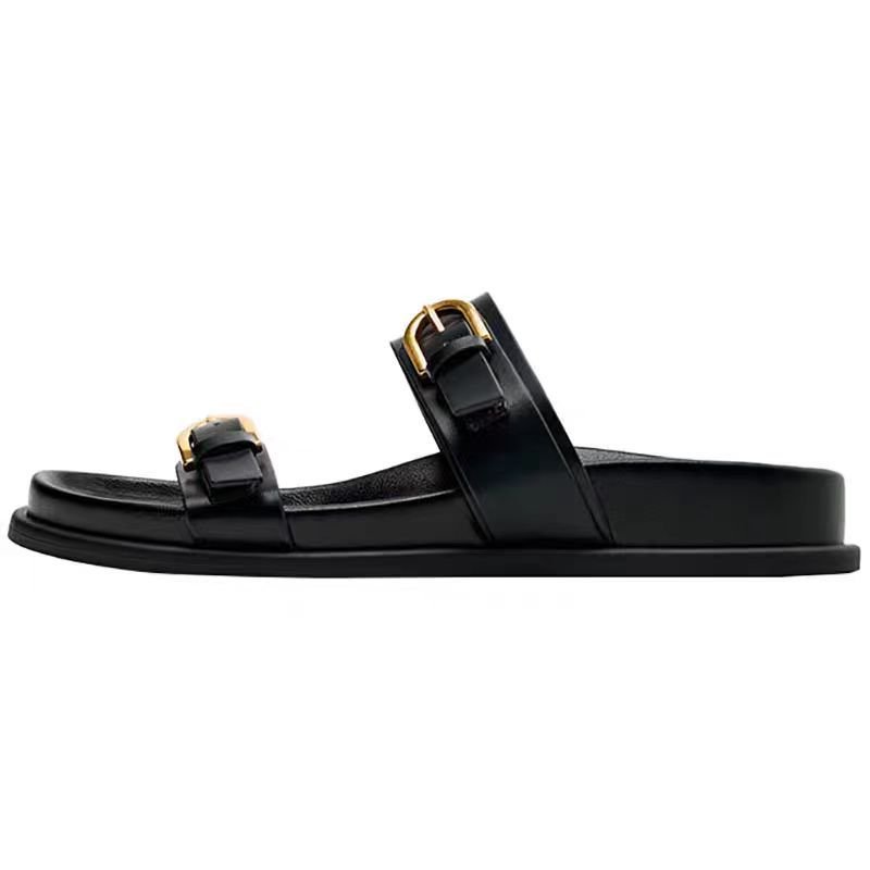 High Quality Ladies Flat Sandals Summer Beach Shoes Female Fashion Leather Sandals Slippers Outdoor Women Slides Slippers