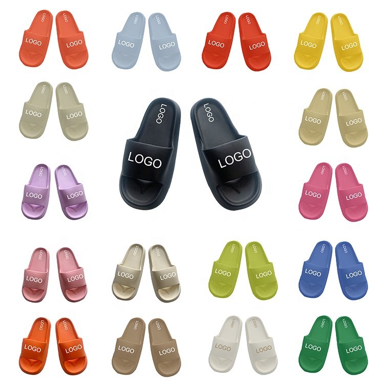 Original Custom Logo Summer Beach Slippers Men Flat Yellow Slides Shoes Women Slip On Eva Slippers Indoor Outdoor Slippers