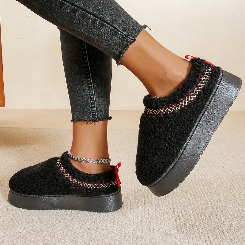 new fashion flat fur home woman shoes closed toe slipper women Solid Colors Flat Slides Slipper