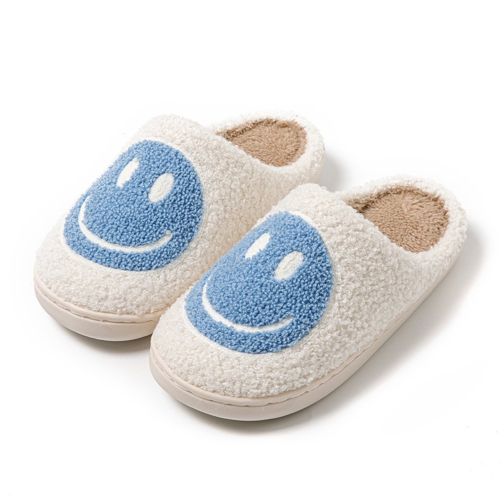 Low Price Autumn and Winter Home Cute Warm Women's Slippers Fashionable Smiling Face Thick Bottom Plush Cotton Slippers for Men