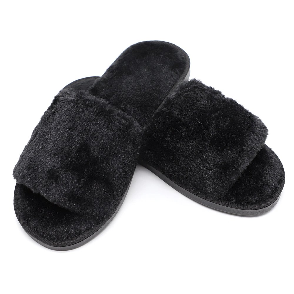 Delicate Hairy Shoes Female Sweet Warm Beads Lady Slipper EVA Leather Faux Fur Winter Customization Round Winter Women Boots