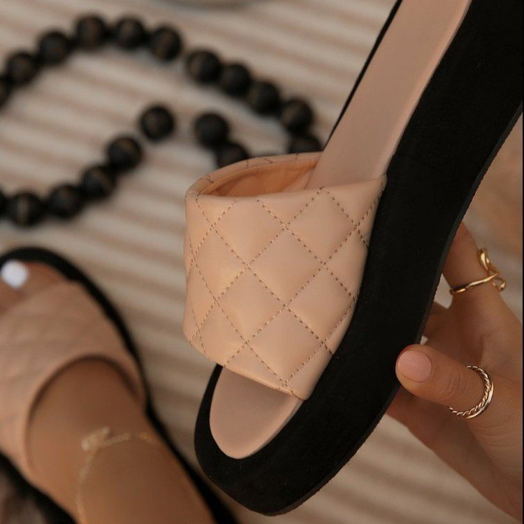 Flat toe leather slides slippers women sandals shoes size shoes summer beach slides slipper sandals