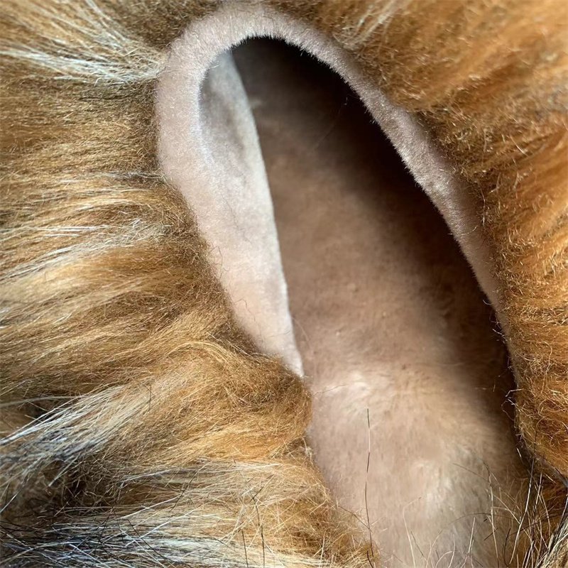 IDOIT Luxury Fur Slippers Women Round Toe Raccoon Fur Sandals Woman Shoes Women Flat Half Slippers Fur Slides