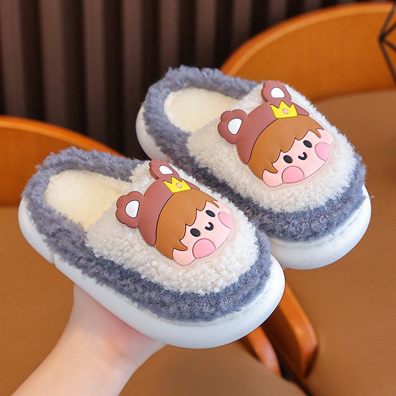 high quality autumn winter indoor home Children's cotton slippers for custom plush slides anti slip cute baby slipper for boys