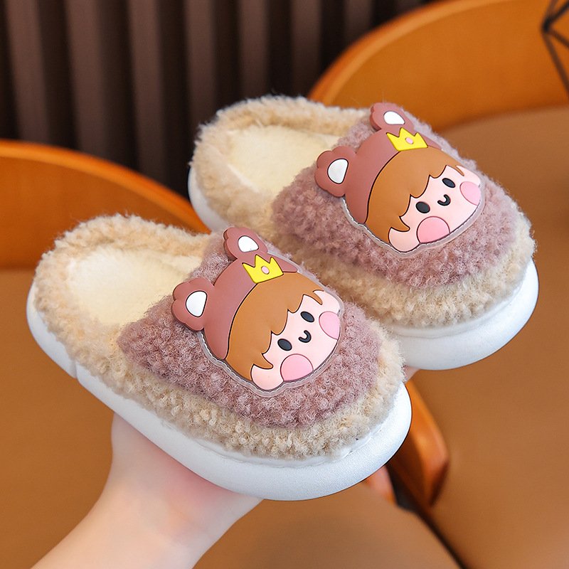 high quality autumn winter indoor home Children's cotton slippers for custom plush slides anti slip cute baby slipper for boys