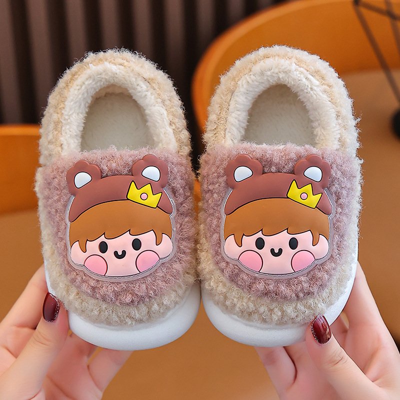 high quality autumn winter indoor home Children's cotton slippers for custom plush slides anti slip cute baby slipper for boys
