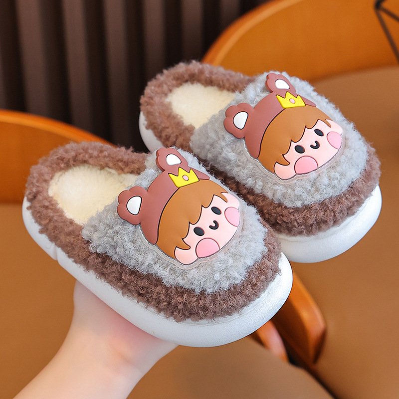 high quality autumn winter indoor home Children's cotton slippers for custom plush slides anti slip cute baby slipper for boys