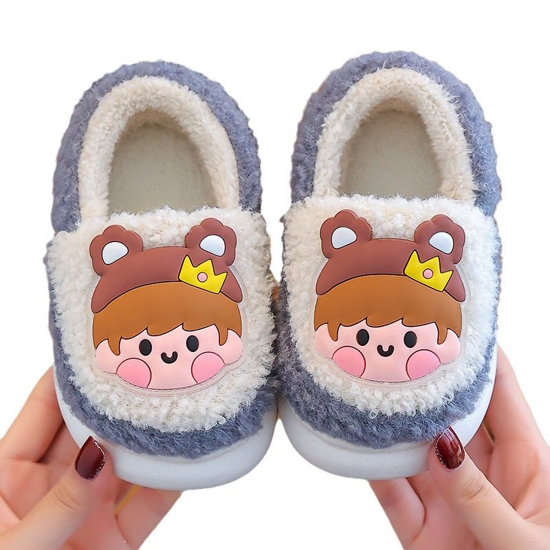high quality autumn winter indoor home Children's cotton slippers for custom plush slides anti slip cute baby slipper for boys