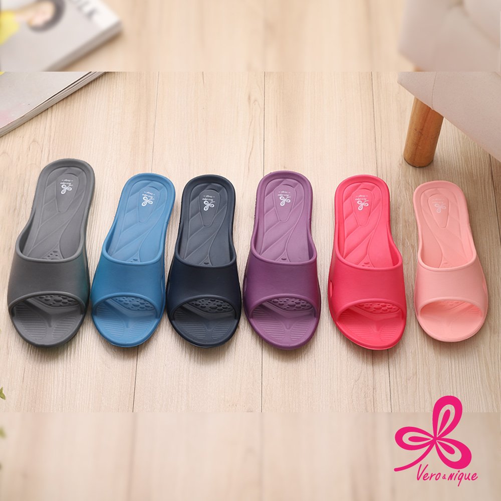 Vero&nique blue lightweight non-slip slides slippers