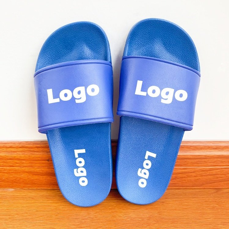 Popular Women Stylish Slide Slippers Shoes Flat Printed Custom Logo Flip-flop Slide Slippers Asian Style Pvc Slide Slippers