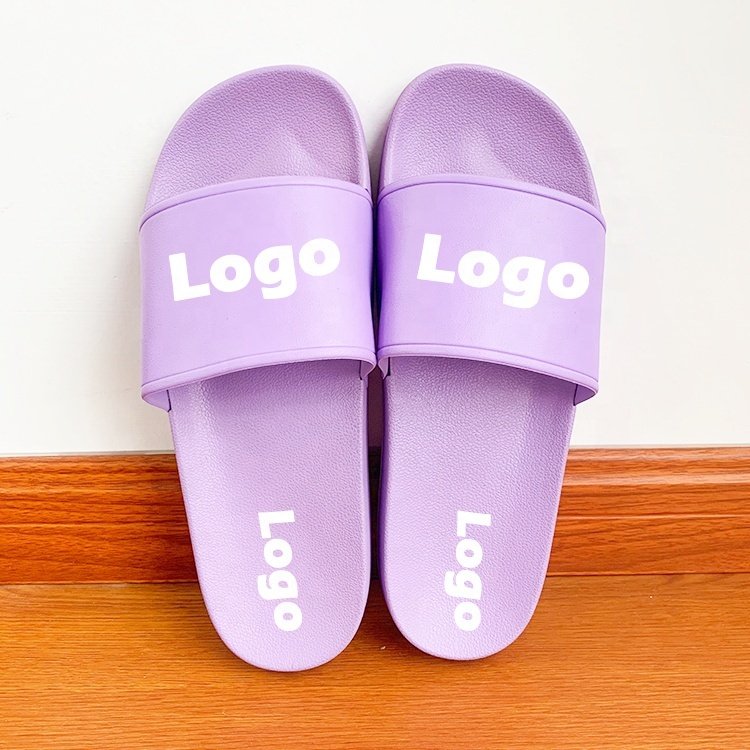 Popular Women Stylish Slide Slippers Shoes Flat Printed Custom Logo Flip-flop Slide Slippers Asian Style Pvc Slide Slippers