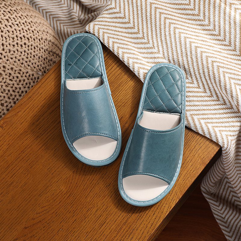 Wholesale custom logo factory direct summer indoor lightweight mens slipper sheepskin leather slides for 2024