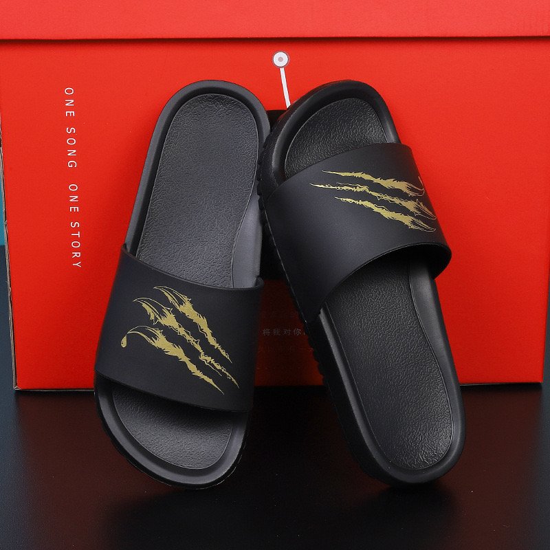 OEM Logo Custom Slide Sandal with Embossed Slippers Men's PVC Slides Rubber Sole Low MOQ Anti-Slippery Feature Summer Winter