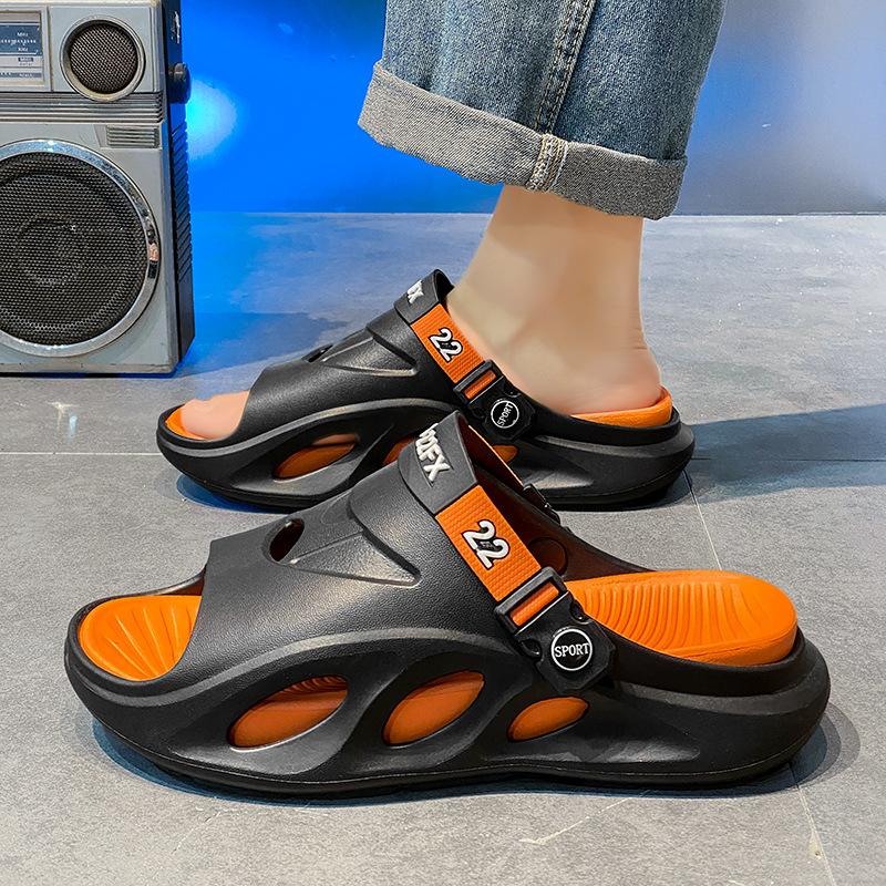 Eva Platform Slippers Men's Summer Outdoor Sports Garden Shoes Hole Closed Toe Sandals Men's Casual Beach Shoes Men