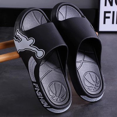 New Men's Athletic Slides Thick Sole Large Size Ins Non-Slip Durable Home Slippers