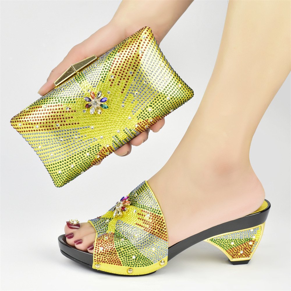 Fashionable High Quality shoes ladies heels slippers and sandal women fancy design shoes and bags for party
