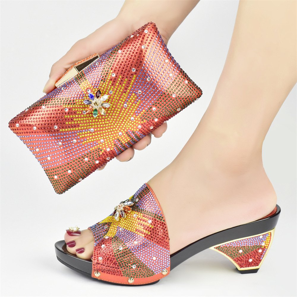 Fashionable High Quality shoes ladies heels slippers and sandal women fancy design shoes and bags for party