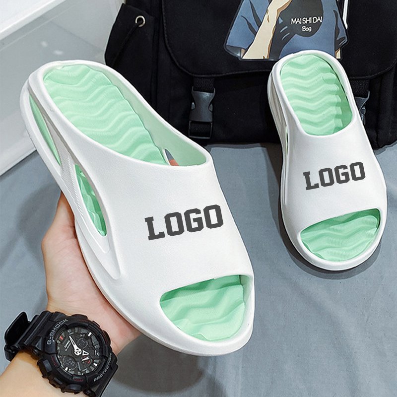 2024 Fashion Mens Custom Logo Summer Beach Shower Soft Sports Hole Massage Eva Sandals Slides Slippers Custom Unisex