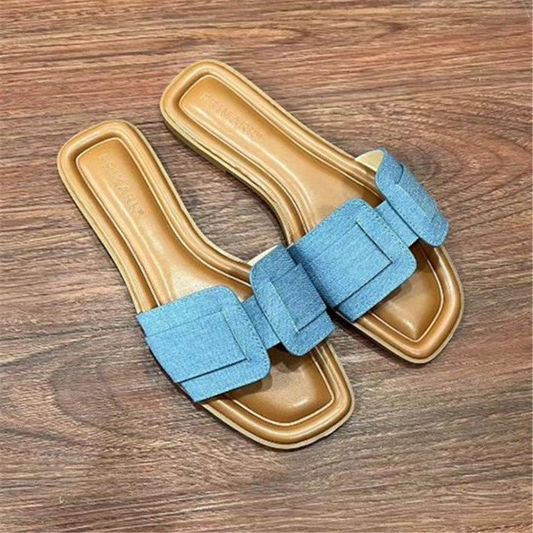 2024 fashion Slippers jean material luxury Low heeled Slide Sandals famous brand lady women slippers shoes