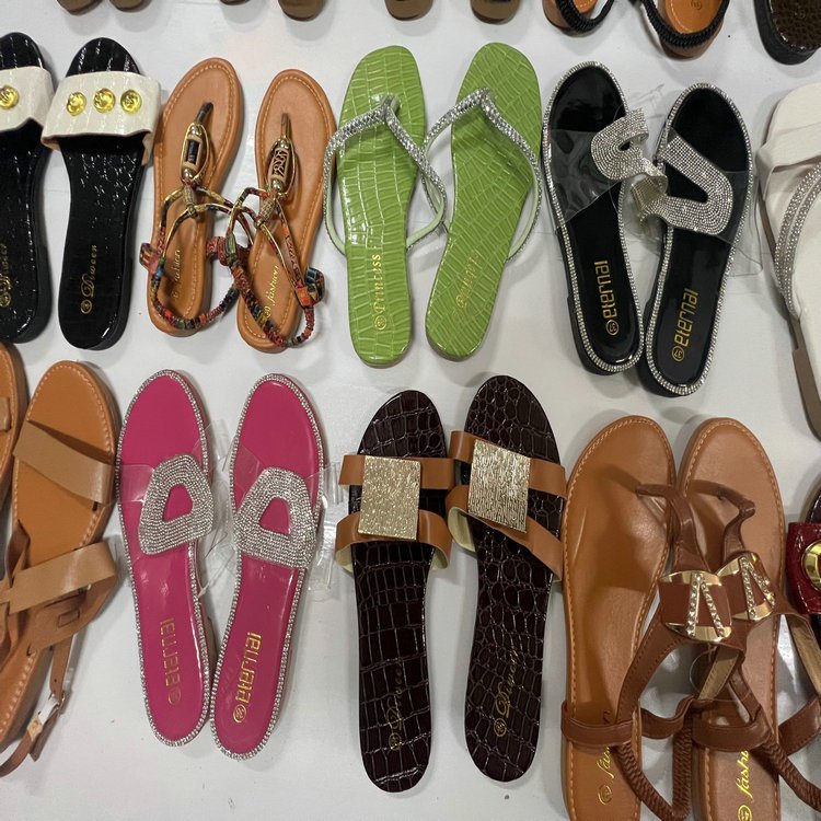 0.98 Dollars Model SJX005 Size 35-40 Stock Ready Women Latest Sandal Slides Slippers With Many Patterns