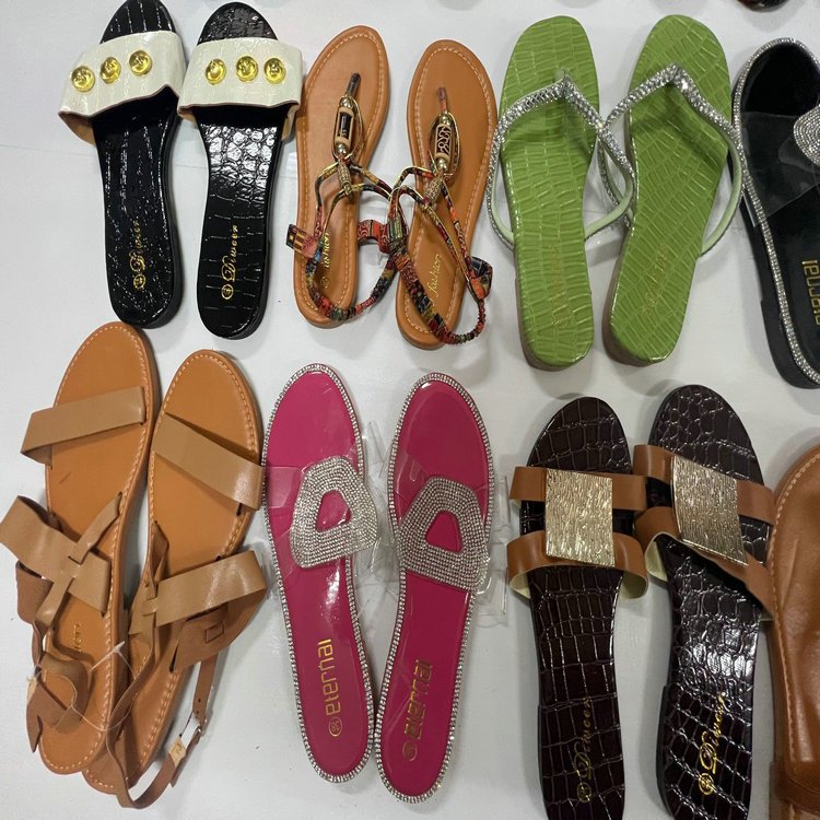 0.98 Dollars Model SJX005 Size 35-40 Stock Ready Women Latest Sandal Slides Slippers With Many Patterns