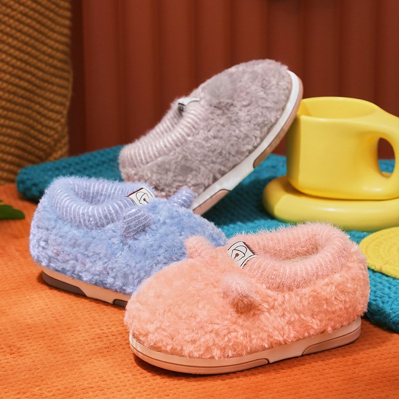 Winter pack girl's plush cartoon bell floor drag boy's Princess baby slippers children's winter slipper children's slippers