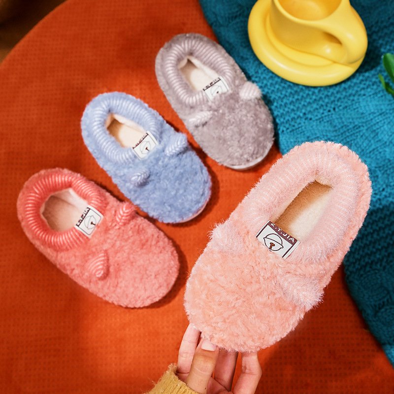 Winter pack girl's plush cartoon bell floor drag boy's Princess baby slippers children's winter slipper children's slippers