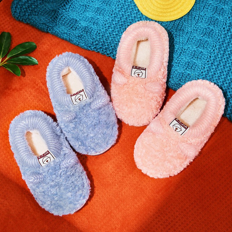 Winter pack girl's plush cartoon bell floor drag boy's Princess baby slippers children's winter slipper children's slippers