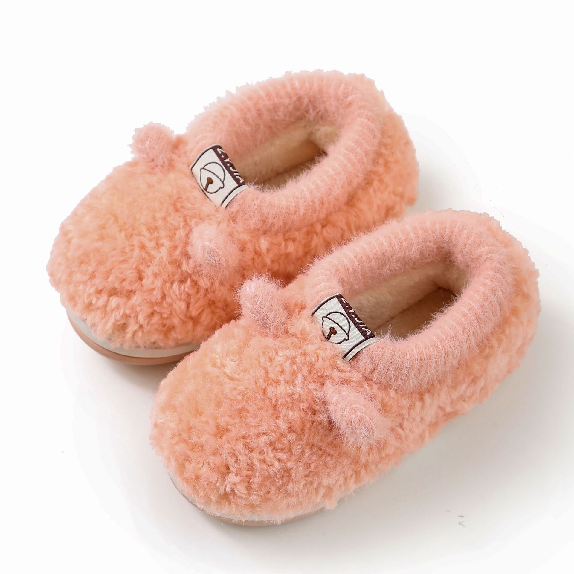 Winter pack girl's plush cartoon bell floor drag boy's Princess baby slippers children's winter slipper children's slippers