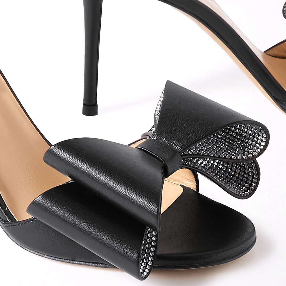 Open Toe High Heel Mules With Bow Slippers And Sandals Ladies Heeled Slippers