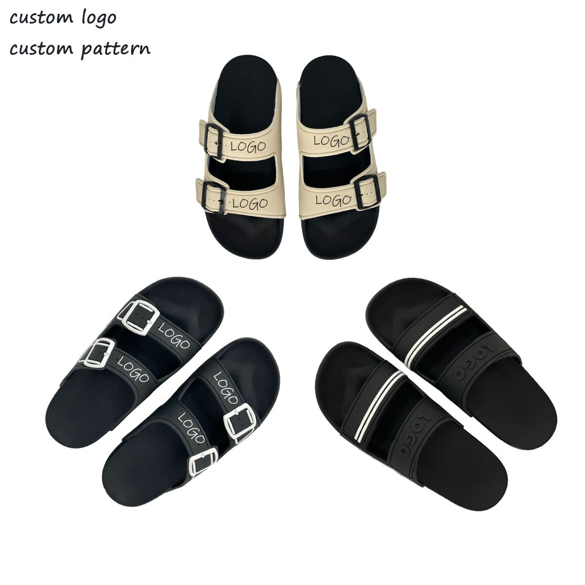 Custom Logo Room Slipper For Winter Unisex Platform Slides Slippers Double-buckle Adjustable Beach Sandals