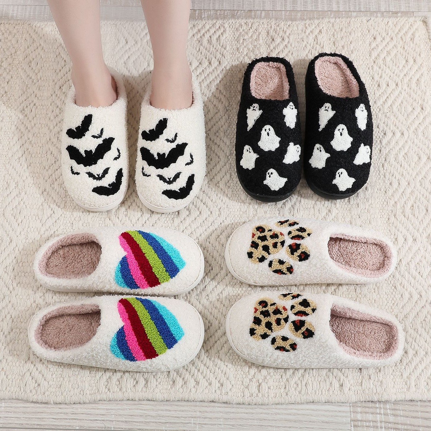 House Soft Checkered Fuzzy Checker Couple Indoor Slides Plush Women Cozy Warm Winter Fluffy Slippers