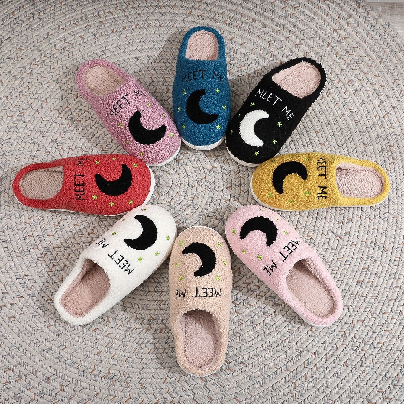 House Soft Checkered Fuzzy Checker Couple Indoor Slides Plush Women Cozy Warm Winter Fluffy Slippers