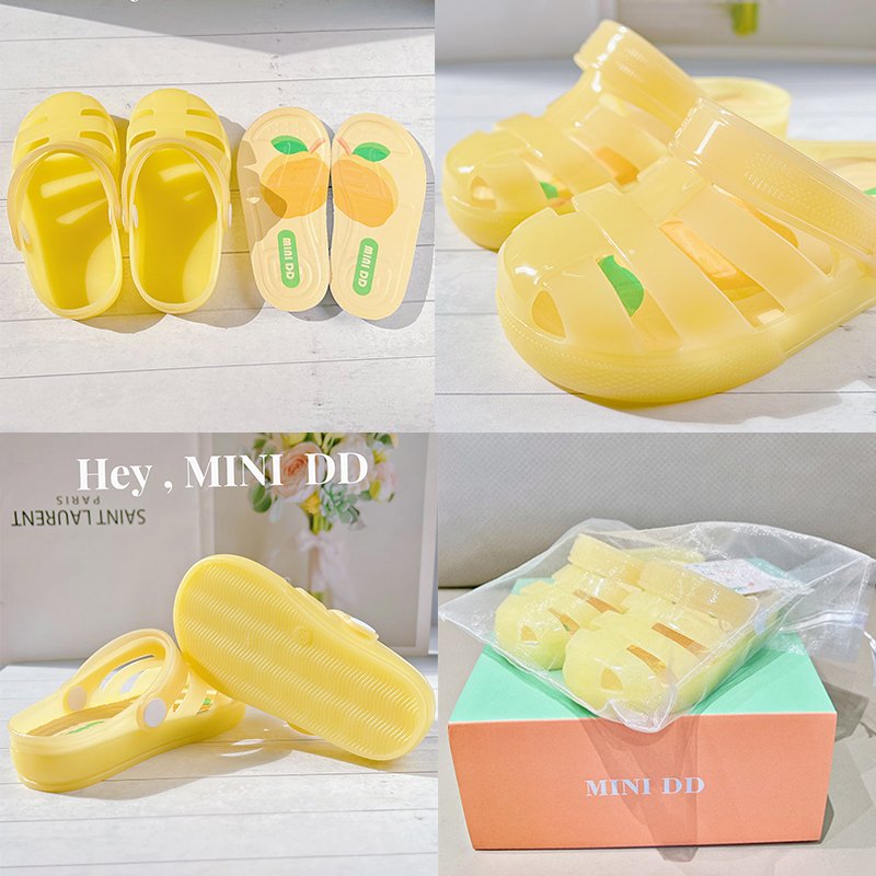MINI DD Children Girl Fancy Jelly Slide Slippers Outdoor Kids Cute Fruit Sandal Beach Jelly Shoes