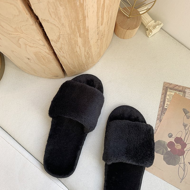 Fashion White Fur Soft Home Slippers Warm Mules TPR Sole Embroidery OEM Custom Slides With Logo Plash Ladies Slides slipper