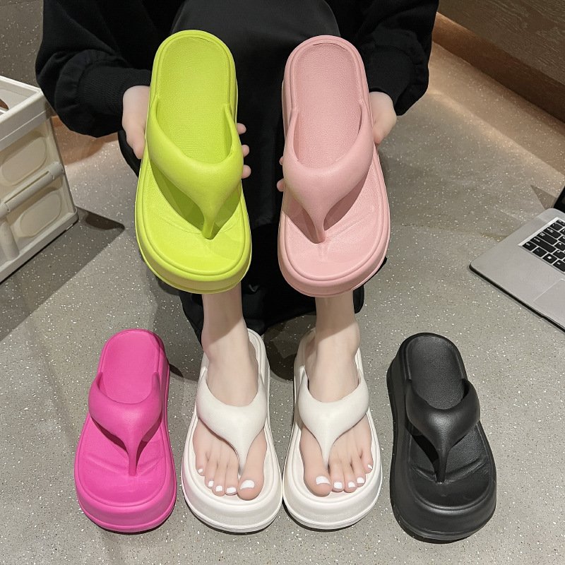 Women Summer Cloud Slides Pillow Sandals Thong Flat Flip-flops Slippers Home Anti-slip Bathroom Slides Slippers