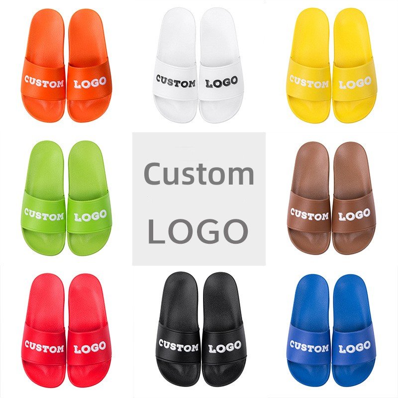 Custom latest Waterproof summer flat home Printed 48 size slides slippers for men