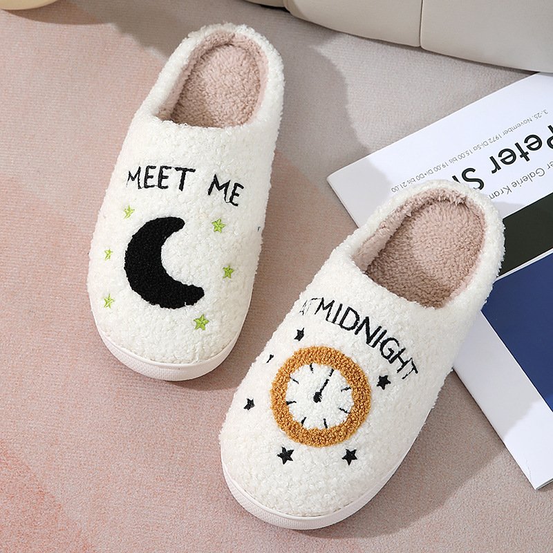 Wholesale Cute Slippers Pattern Slides Ladies Rubber Winter Quiet Men Women Indoor Flat Warm Soft Winter House Slippers