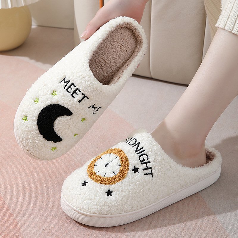 Wholesale Cute Slippers Pattern Slides Ladies Rubber Winter Quiet Men Women Indoor Flat Warm Soft Winter House Slippers