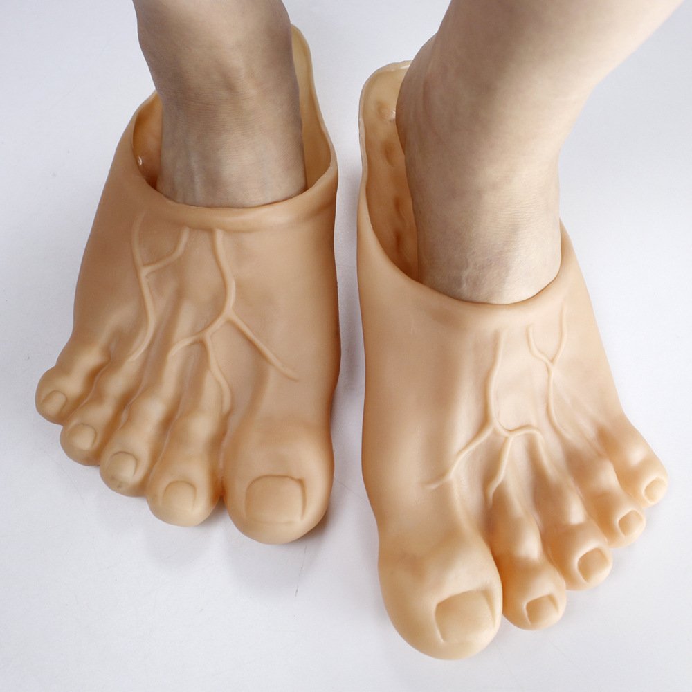 2023 Funny whimsy simulation feet shoes barefoot big toe spoof hulk five fingers slipper shoes