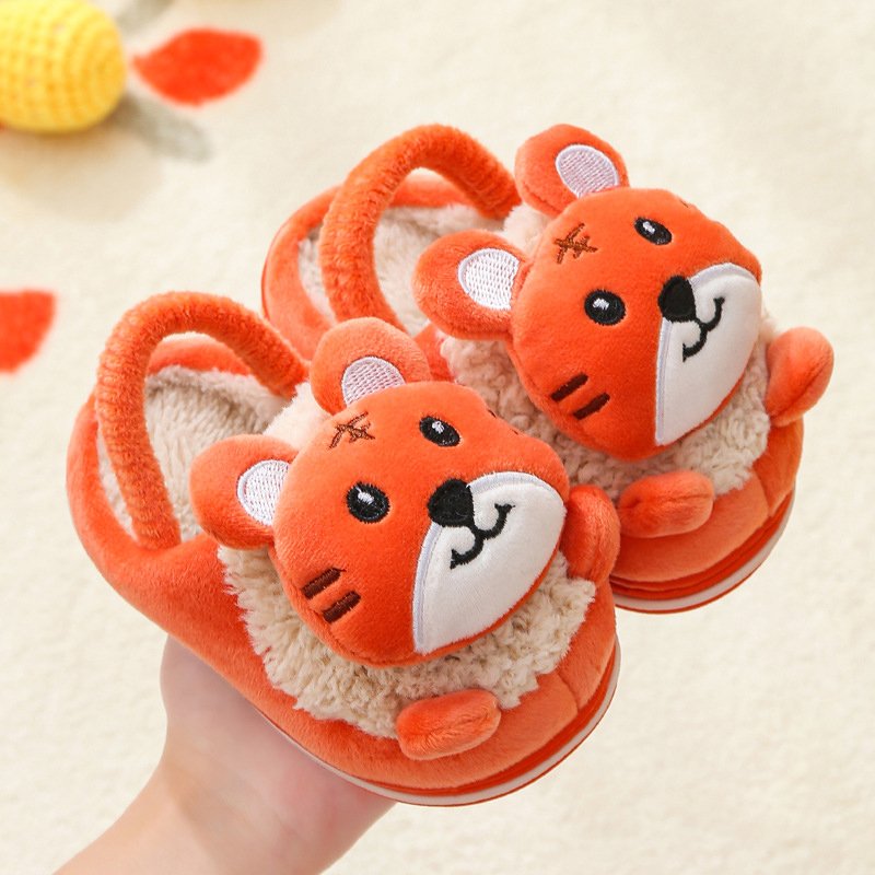 Cute Slip On Warm Winter Baby Slides 3D Animal Tiger Shaped Indoor Baby Slippers 2022