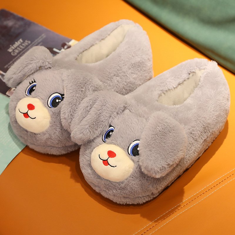 Hot Selling Plush Animal Slippers For Women Man 2023 New Couple Slides Soft Household Cartoon Indoor Antiskid Slippers