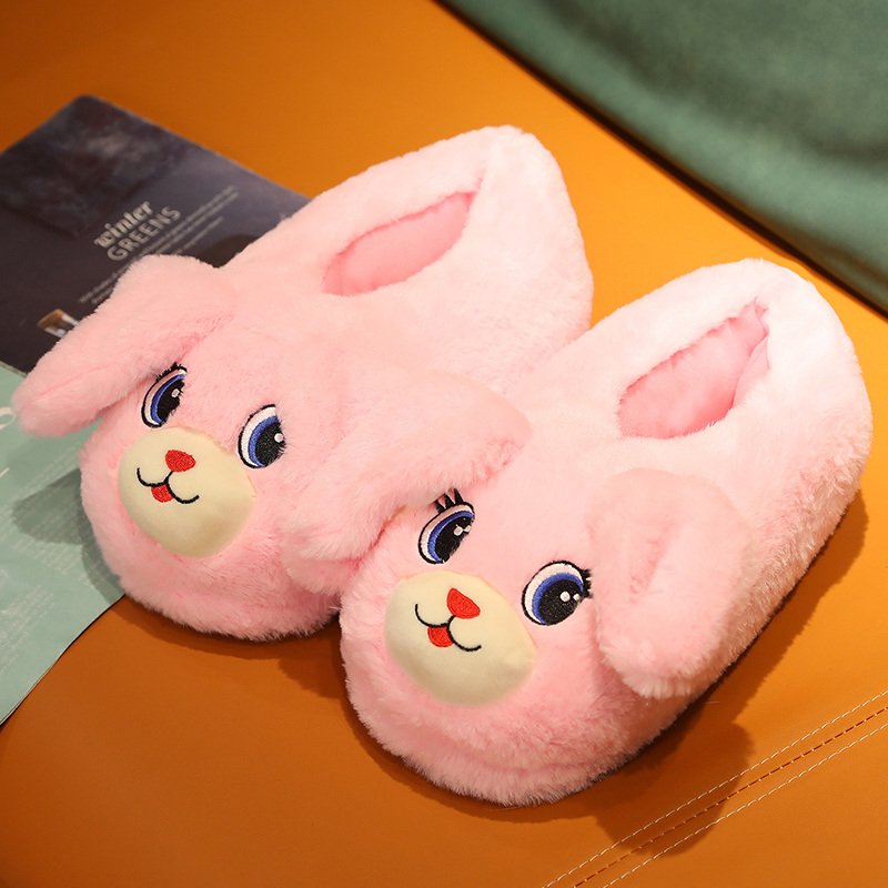 Hot Selling Plush Animal Slippers For Women Man 2023 New Couple Slides Soft Household Cartoon Indoor Antiskid Slippers
