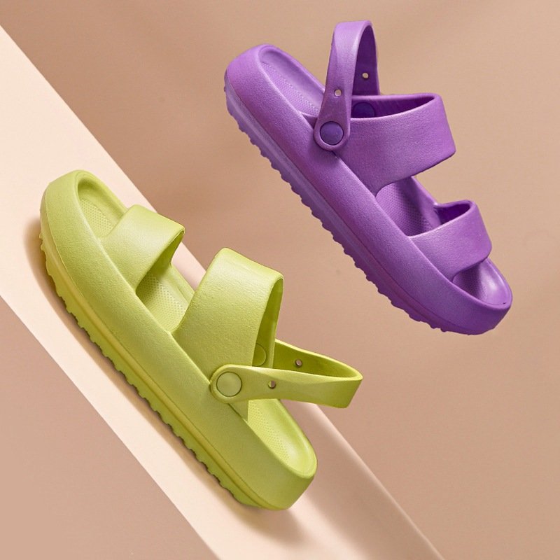 Hot Fashion Flat Sandal Cool Duel-use EVA Simple Women's Double Strap Slide Slippers Indoor Home Anti-slip Soft Sole Women Shoes