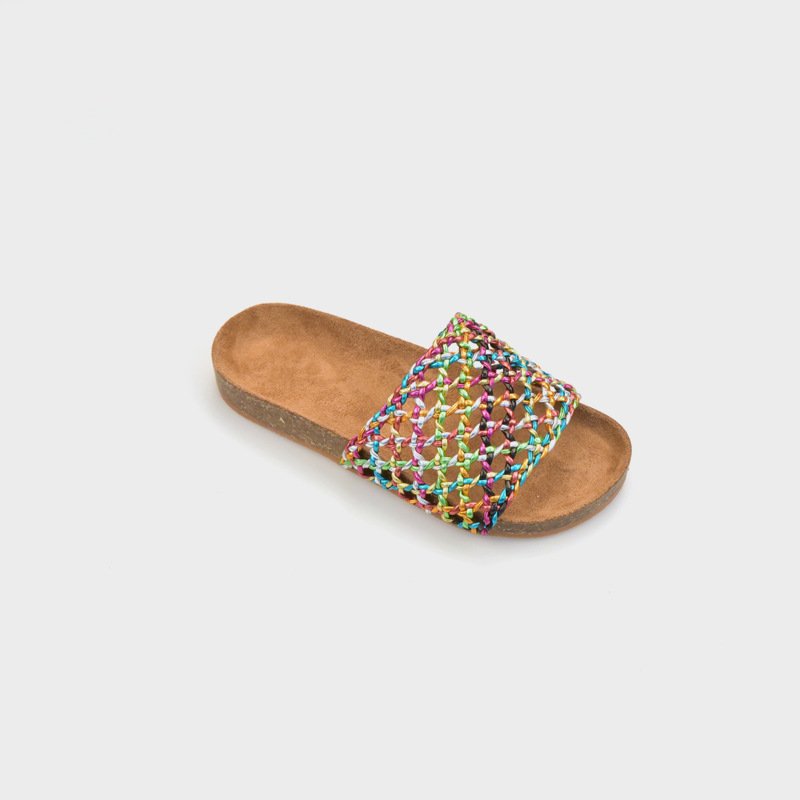 Children's Custom Logo Breathable Flat Sandals with Plait Upper Slides Slippers for Beach Use for girls